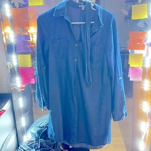 Denim long sleeve dress with belt